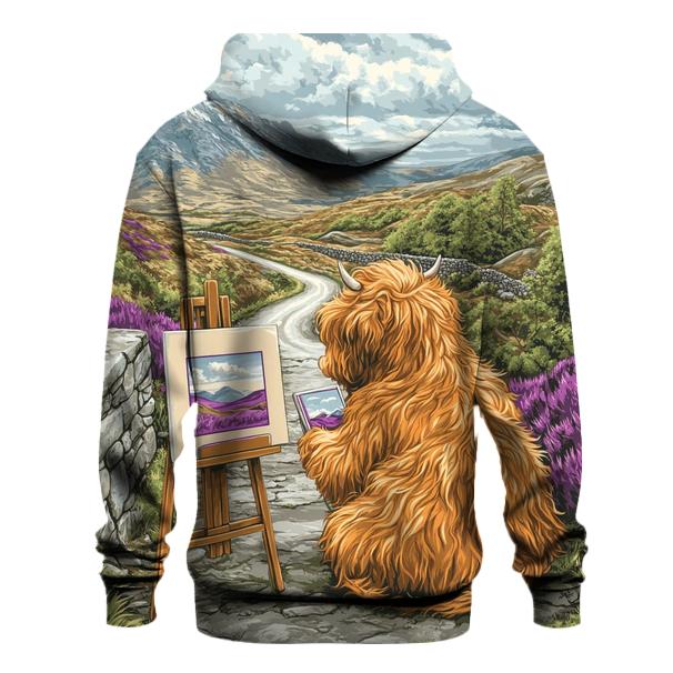 Highland Cow Postcard Painter premium hoodies