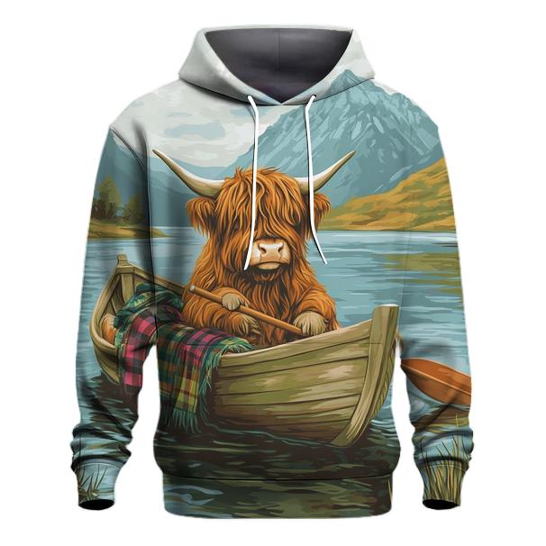 Highland Cow Sailing The Mini Loch Boat custom hoodies