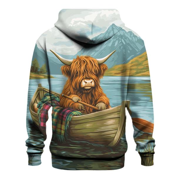 Highland Cow Sailing The Mini Loch Boat custom hoodies