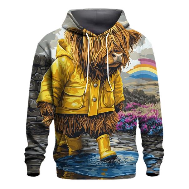 Highland Cow Raincoat And Puddle Walk lightweight hoodies
