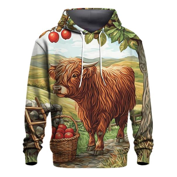 Highland Cow Orchard Apple Picker embroidered hoodies