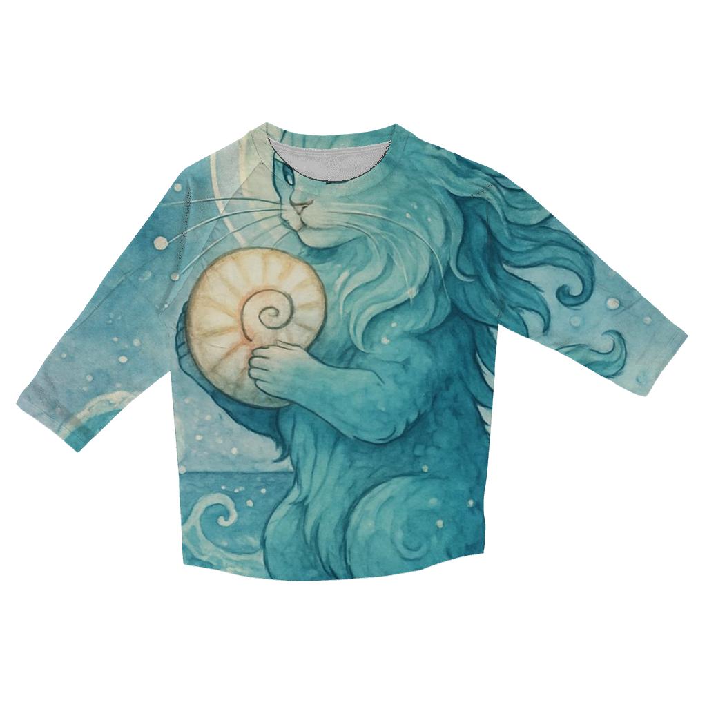 Moonlit Tideshell Guardian Cat custom 3/4 sleeve shirts