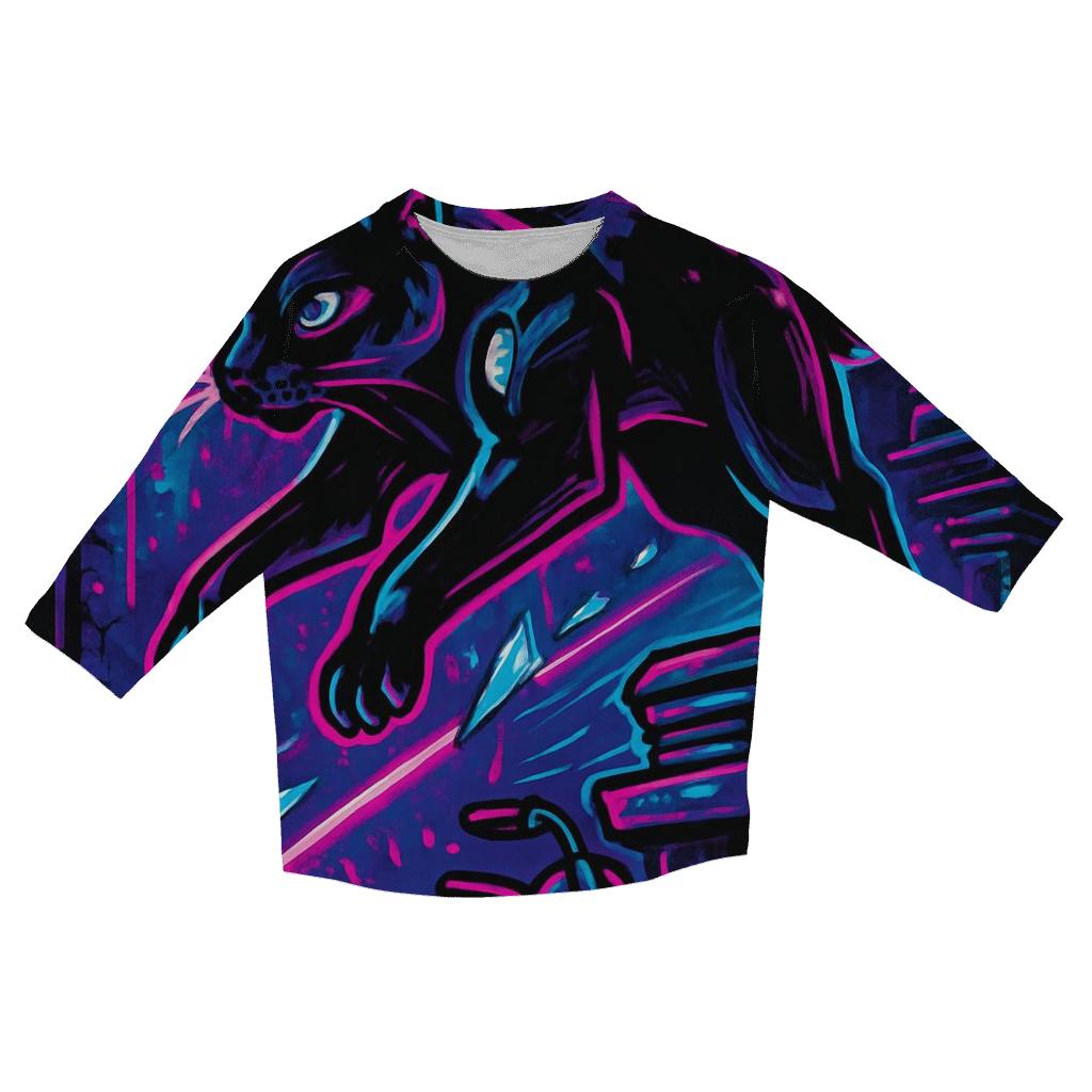 Neon Circuit Alley Parkour Cat personalized 3/4 sleeve tees