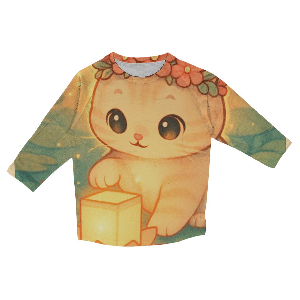 Sunrise Lantern Paws In The Lotus Pond trendy 3/4 sleeve tops