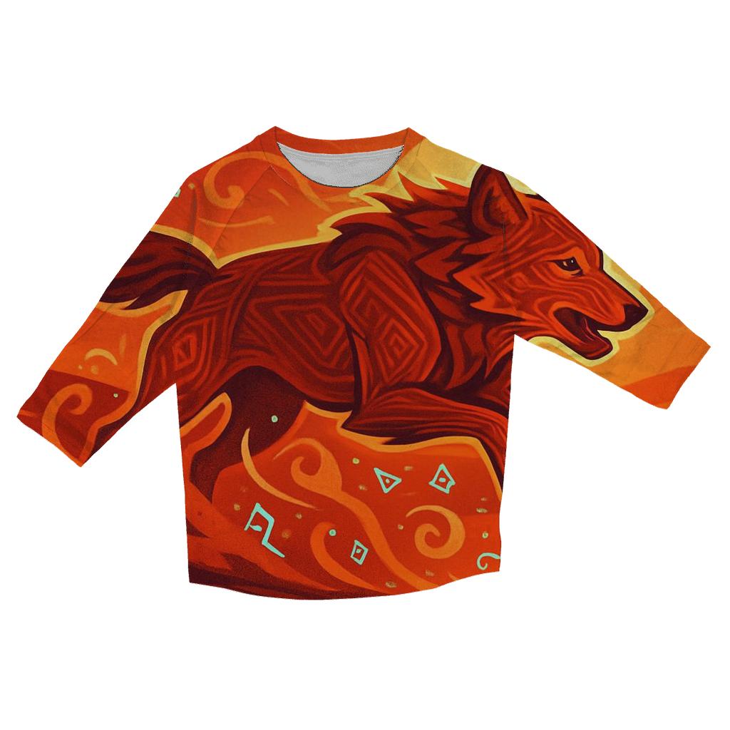 Sunset Dune Runic Wolf casual three quarter sleeve shirts