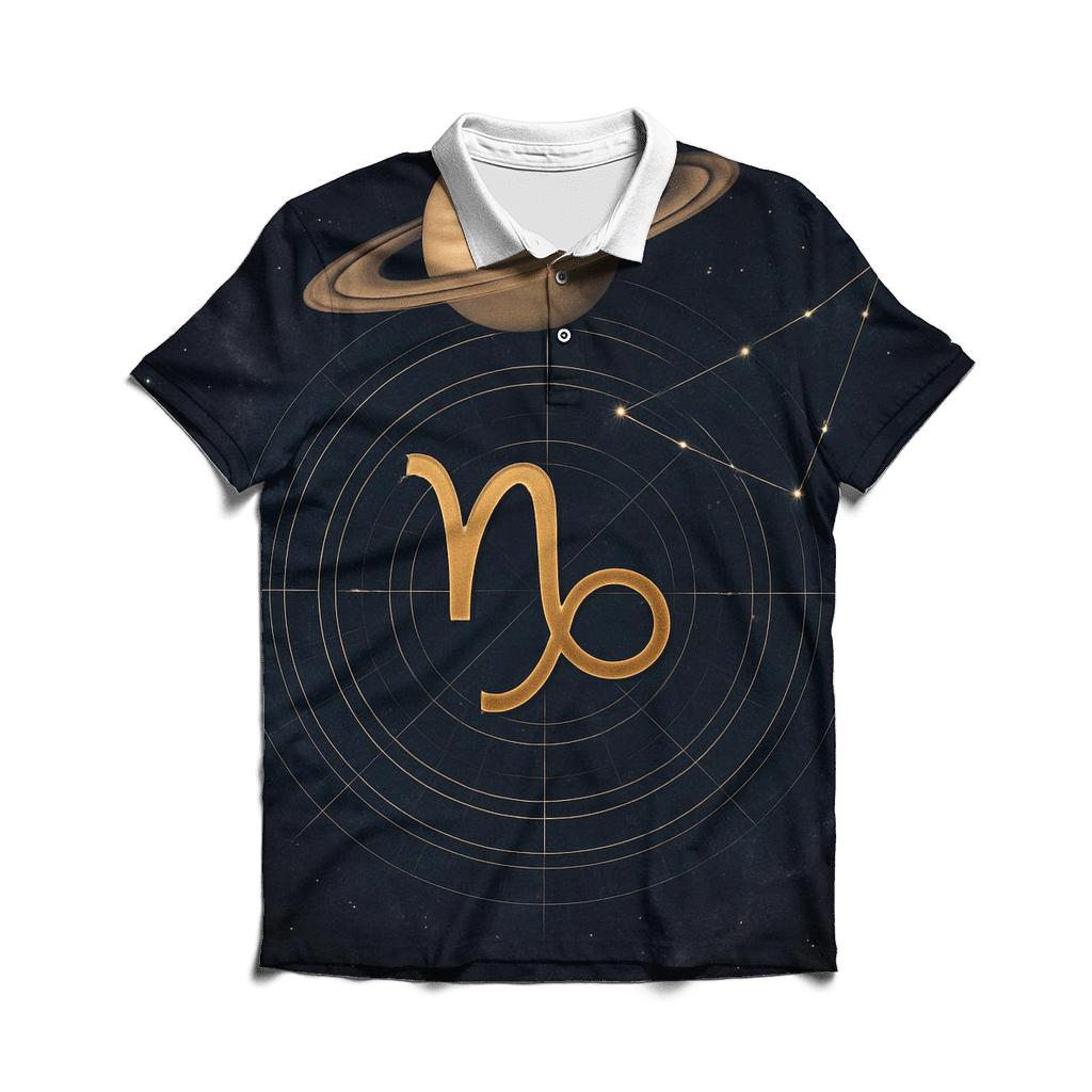 Saturn Return Capricorn Celestial Blueprint premium cotton polo shirts