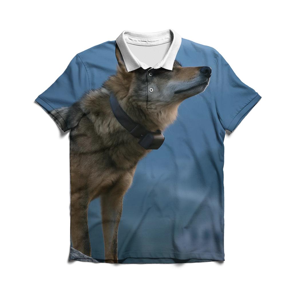Radio Collared Iberian Wolf On The Camino Ridge custom polo shirts