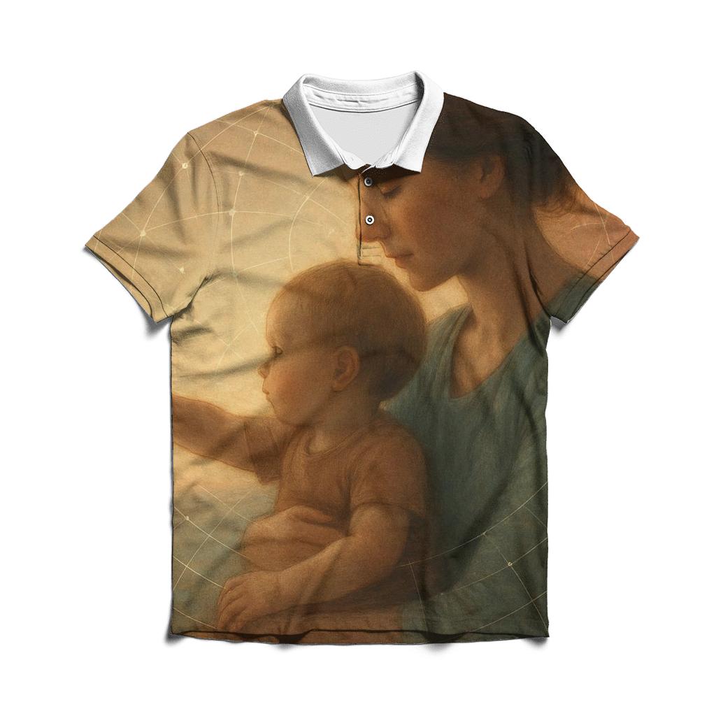 The Atlas In Her Arms A Mother Who Holds The Weight Of Your Becoming embroidered polo tops
