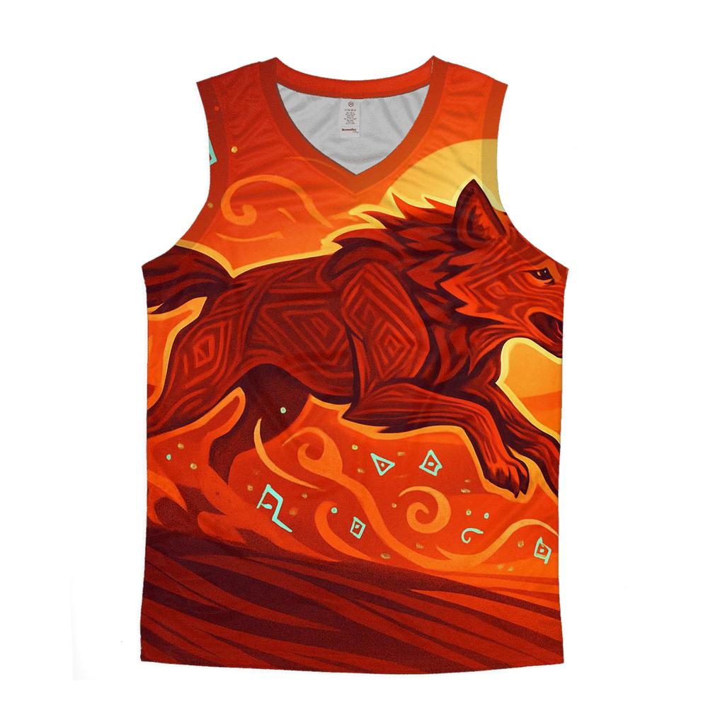 Sunset Dune Runic Wolf sports performance tank tops