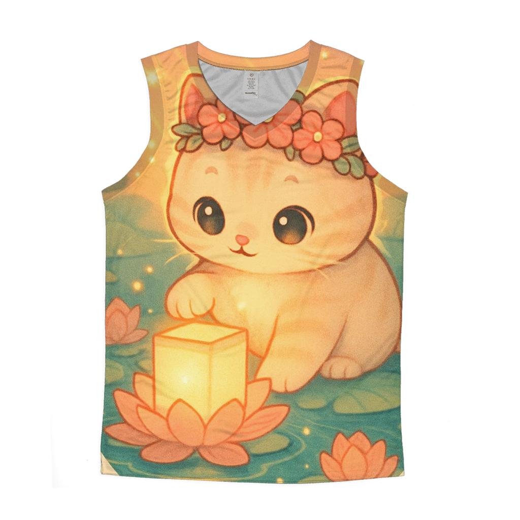 Sunrise Lantern Paws In The Lotus Pond custom tank tops