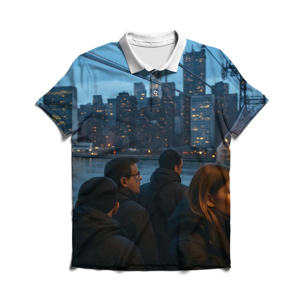 Roosevelt Island Tramway Blue Hour Crossing custom polo shirts