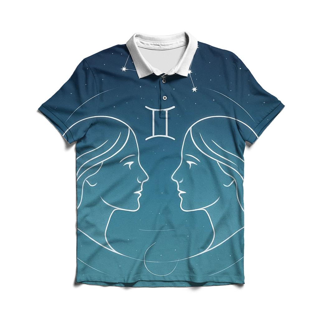 Gemini Mercury Mirror Constellation Portrait stylish collar polo tees