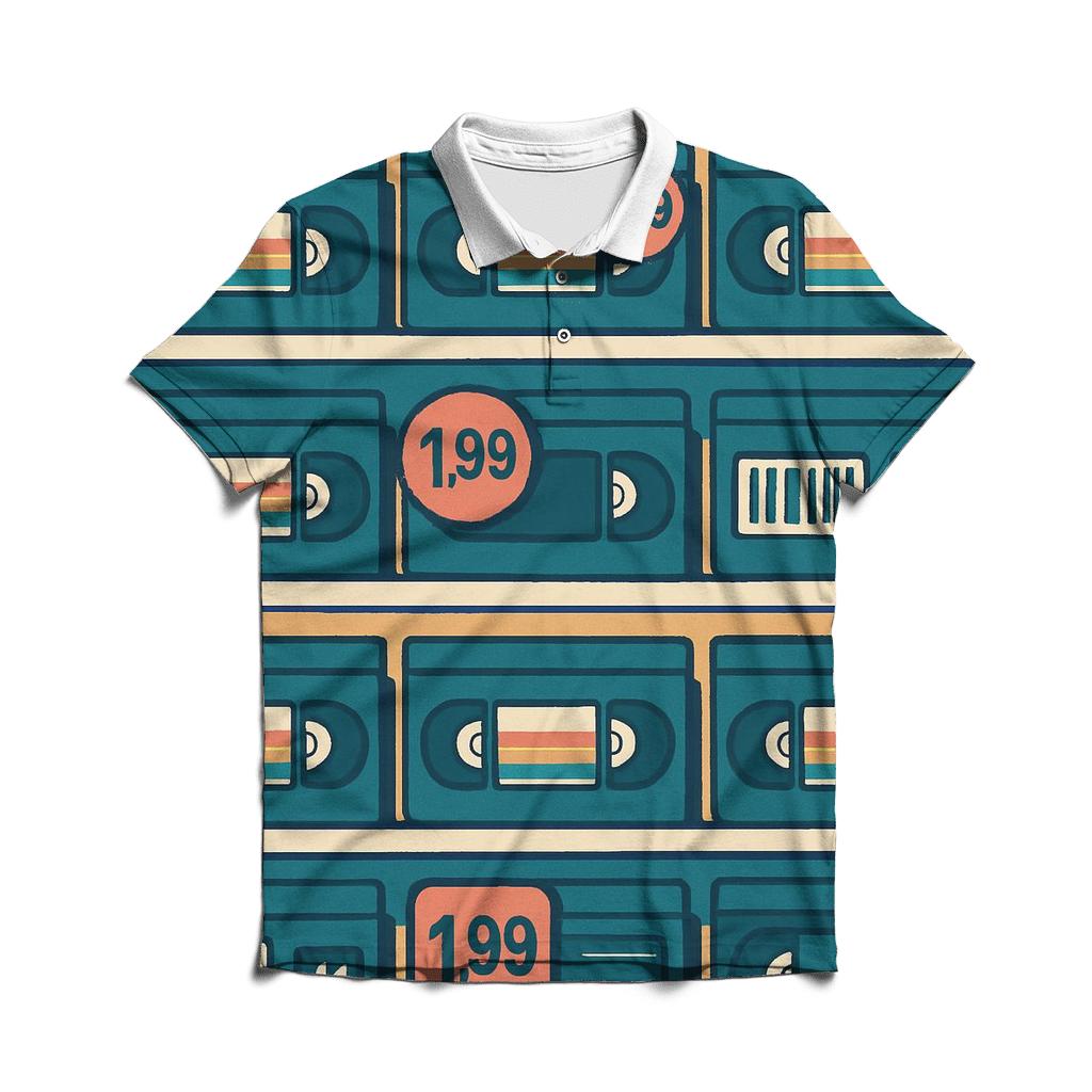VHS Rental Aisle Icons branded logo polo shirts