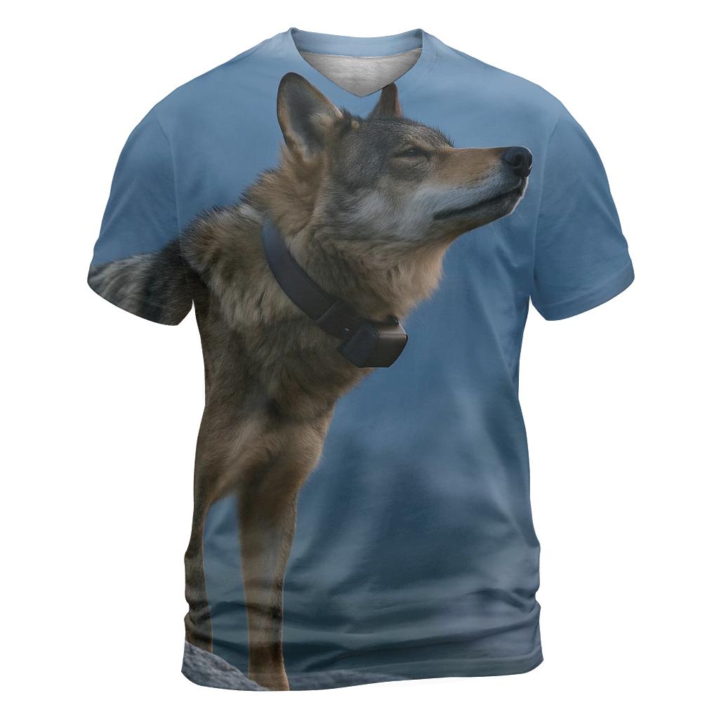 Radio Collared Iberian Wolf On The Camino Ridge artistic all-over print tops