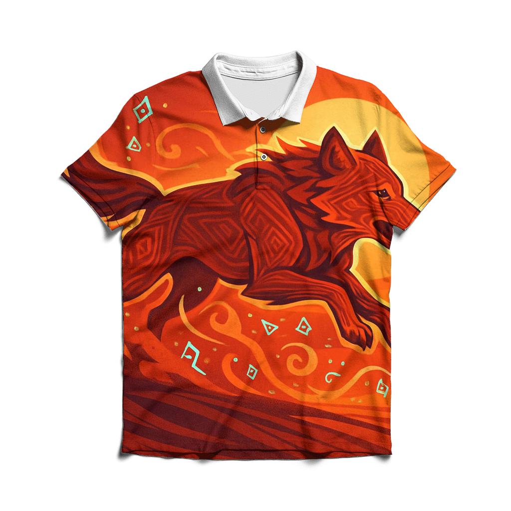 Sunset Dune Runic Wolf premium cotton polo shirts