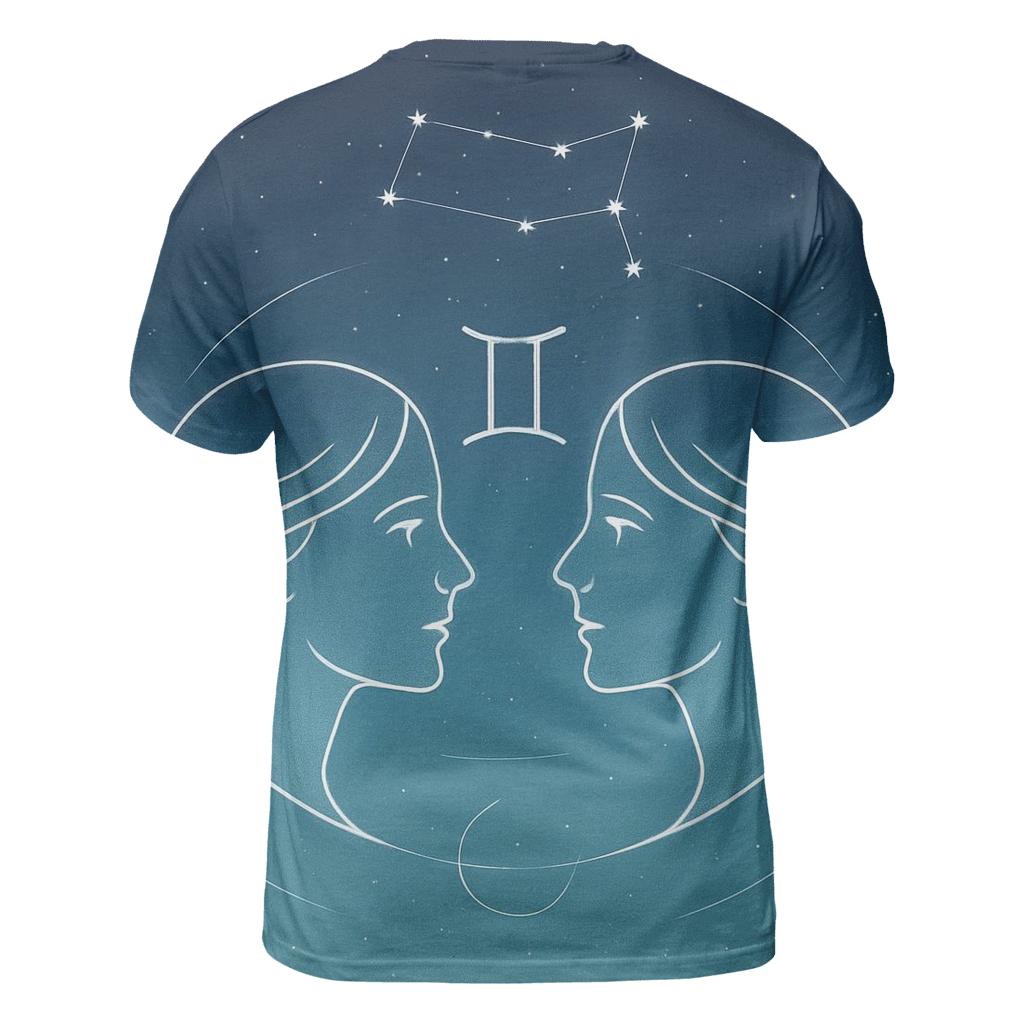 Gemini Mercury Mirror Constellation Portrait vibrant all-over design tees