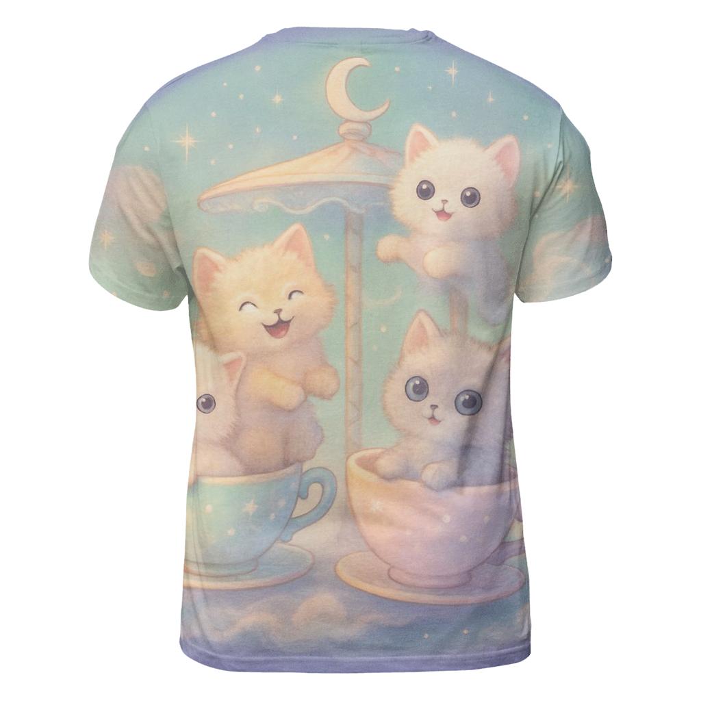 Moonlit Teacup Kitten Carousel artistic all-over print tops