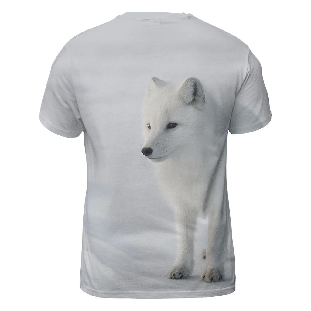 Tundra Stillness Arctic Fox Listening unique graphic print tees
