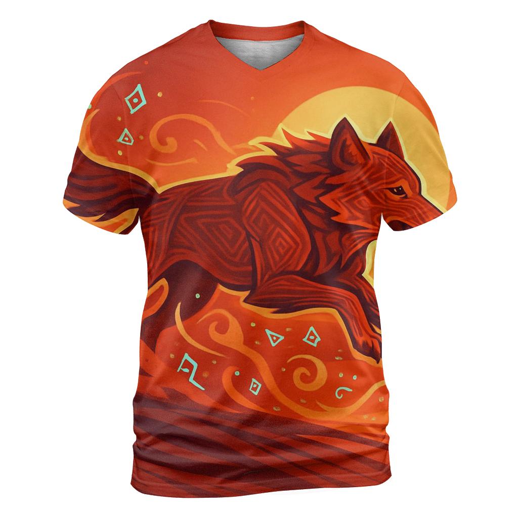 Sunset Dune Runic Wolf trendy printed shirt styles