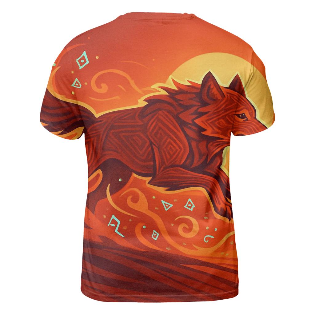 Sunset Dune Runic Wolf trendy printed shirt styles