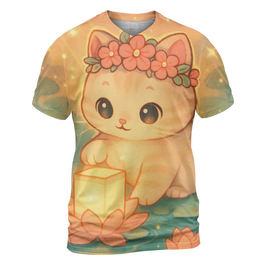 Sunrise Lantern Paws In The Lotus Pond custom all-over print shirts