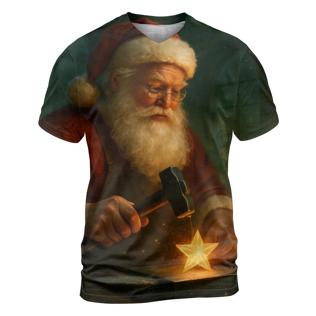 Celestial Workshop Santa And The Starlight Anvil statement graphic shirts