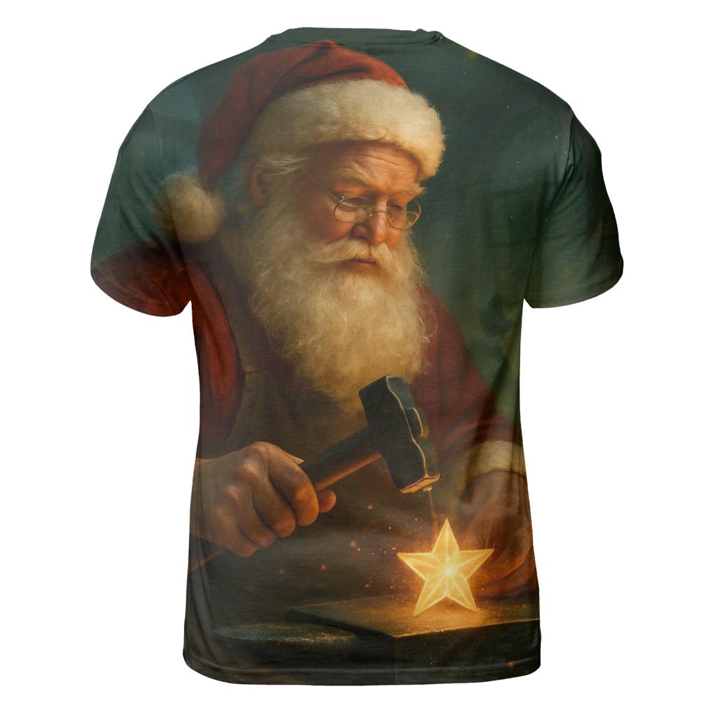 Celestial Workshop Santa And The Starlight Anvil statement graphic shirts