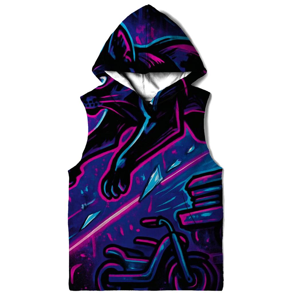 Neon Circuit Alley Parkour Cat premium hoodies