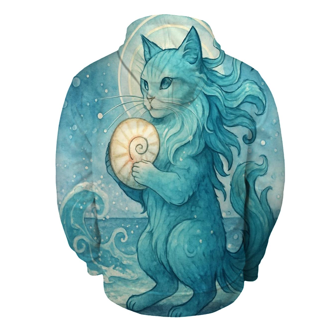 Moonlit Tideshell Guardian Cat graphic hoodies