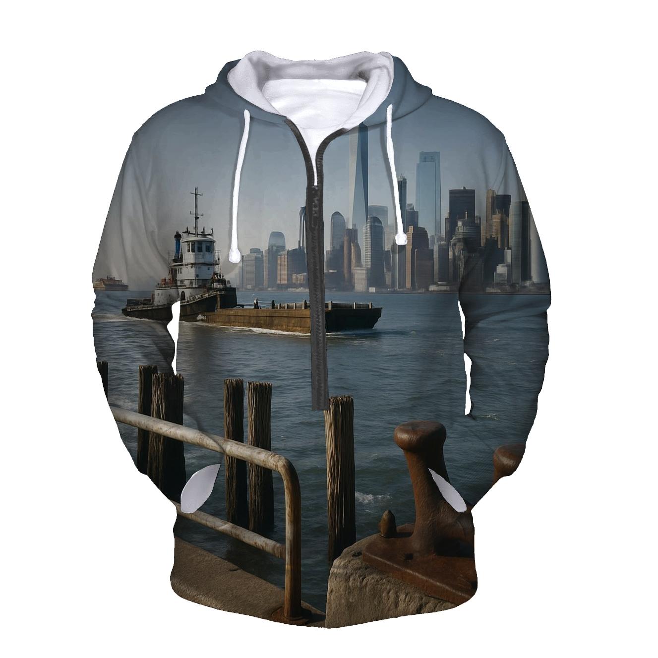Red Hook Working Waterfront View To Lower Manhattan zip-up hoodies