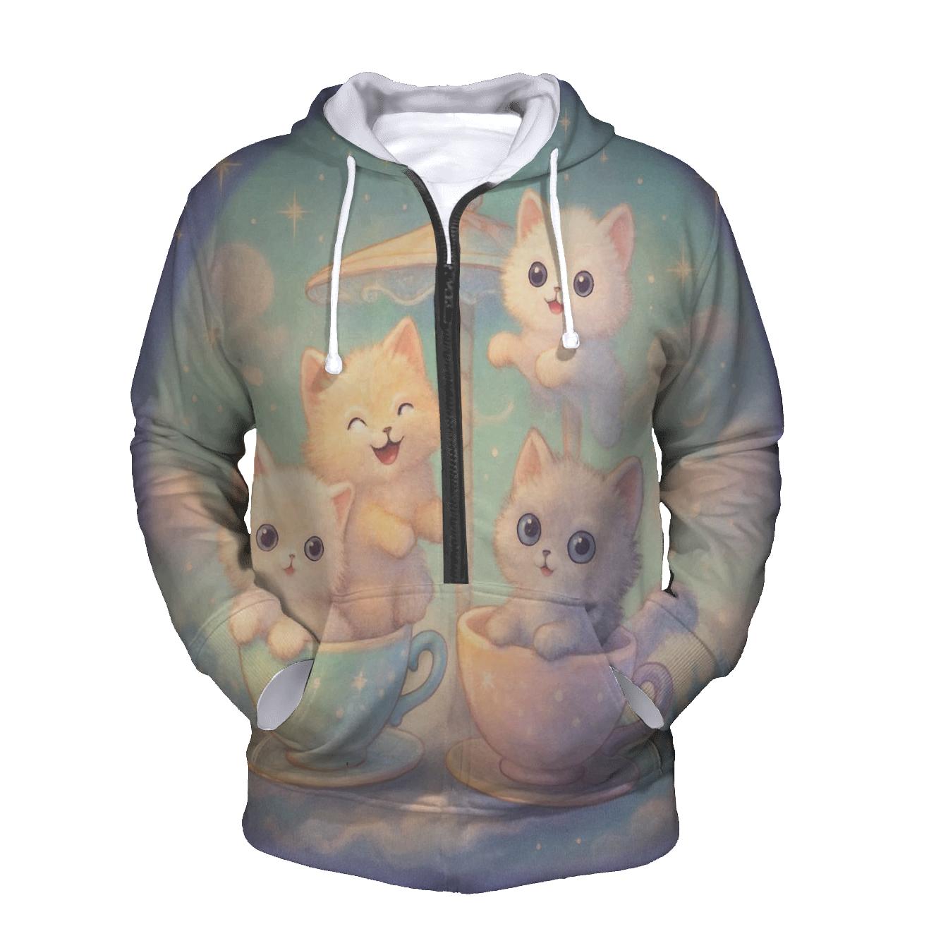 Moonlit Teacup Kitten Carousel hoodie trends