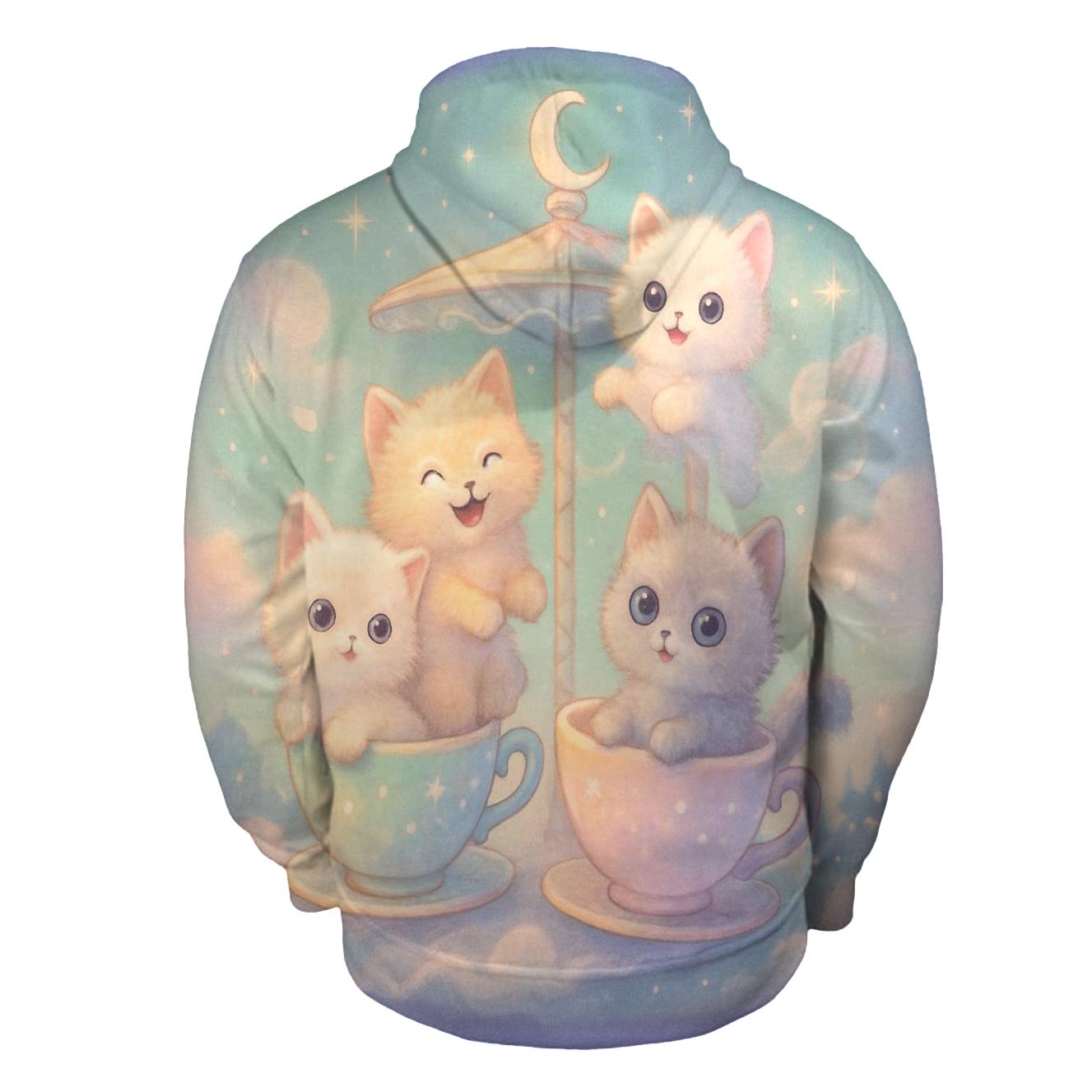 Moonlit Teacup Kitten Carousel hoodie trends