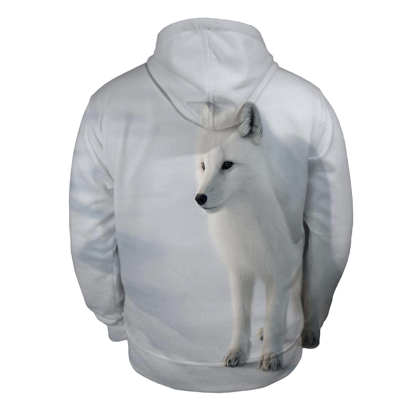 Tundra Stillness Arctic Fox Listening pullover hoodies