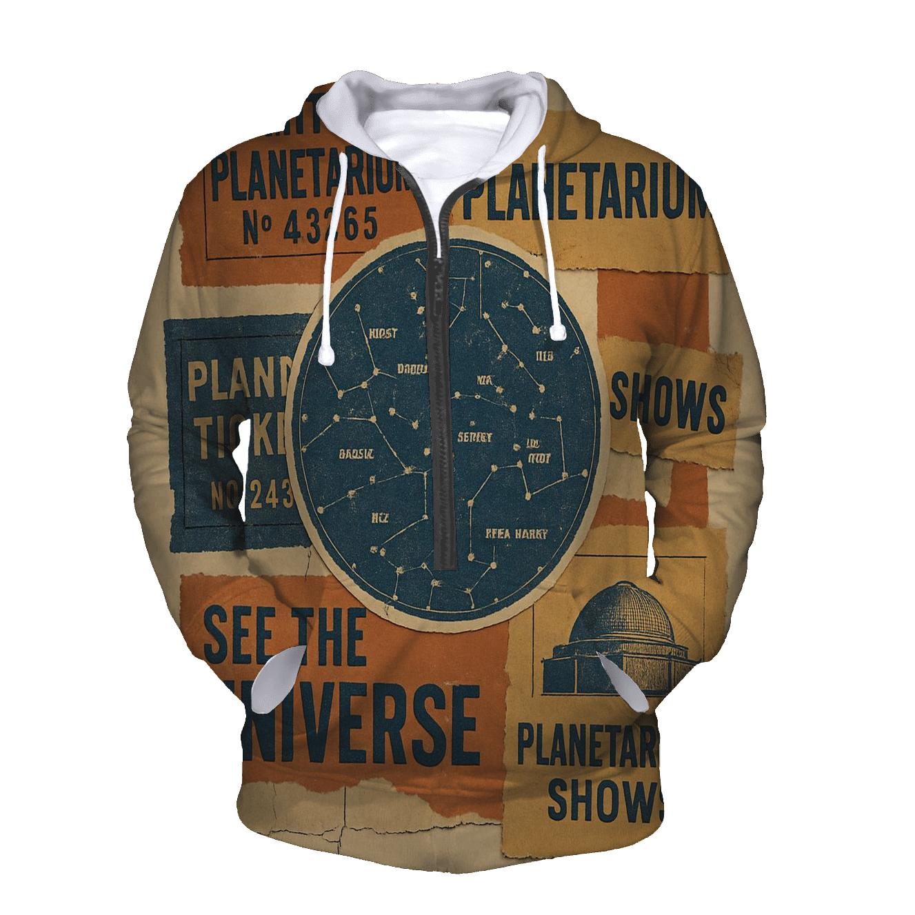 Retro Planetarium Ticket Stub Collage designer hoodies