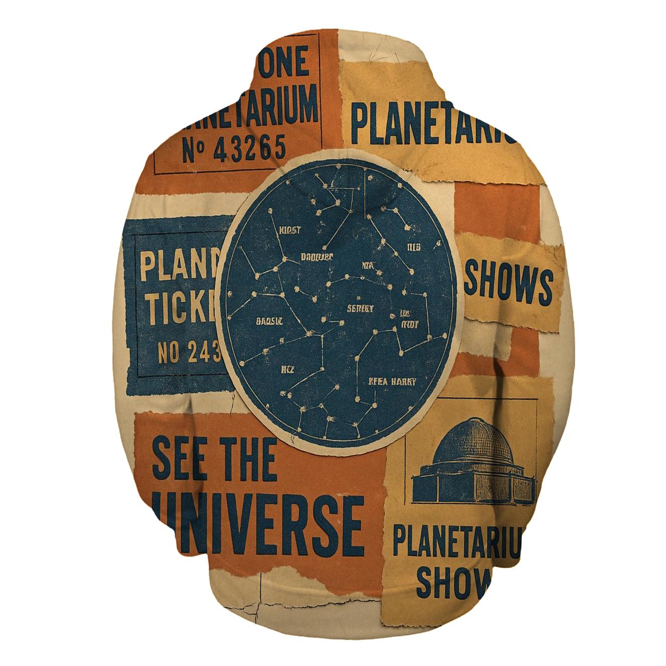 Retro Planetarium Ticket Stub Collage designer hoodies