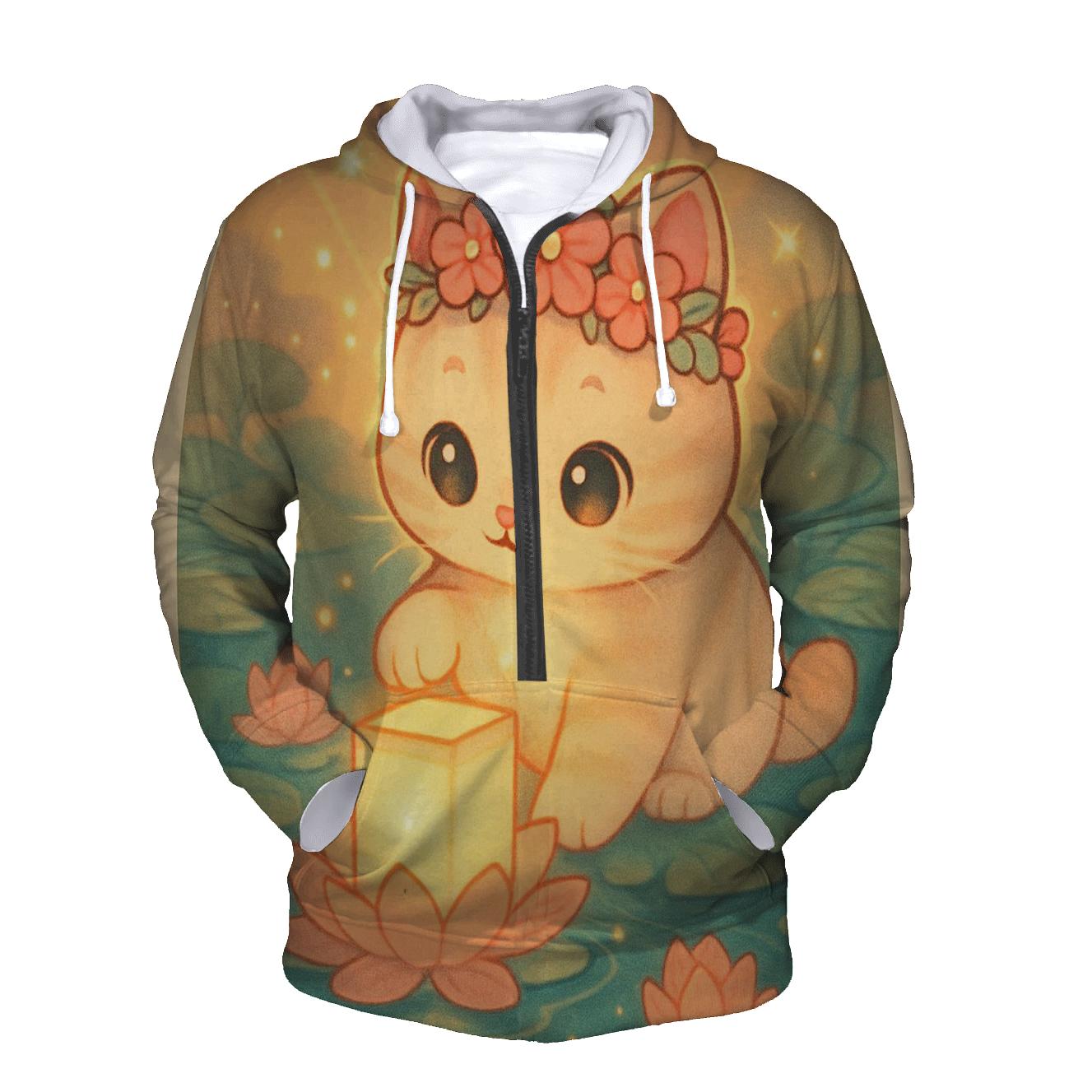 Sunrise Lantern Paws In The Lotus Pond designer hoodies