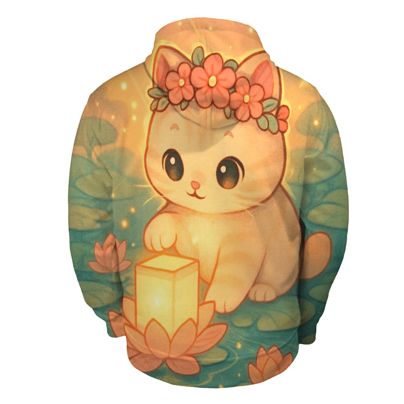 Sunrise Lantern Paws In The Lotus Pond designer hoodies