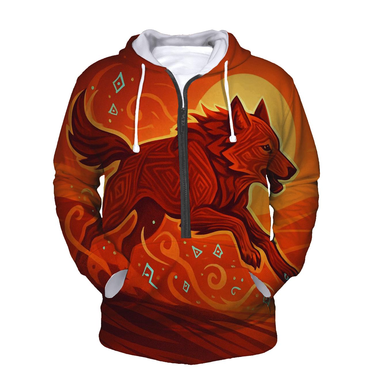 Sunset Dune Runic Wolf premium hoodies