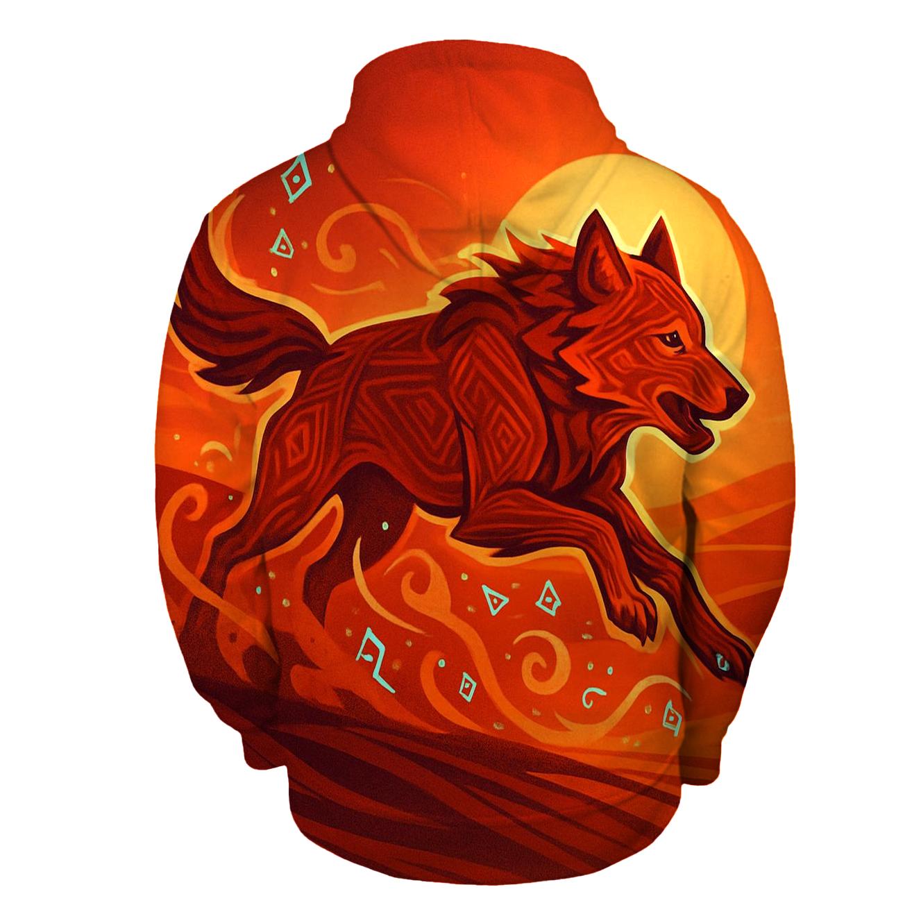 Sunset Dune Runic Wolf premium hoodies