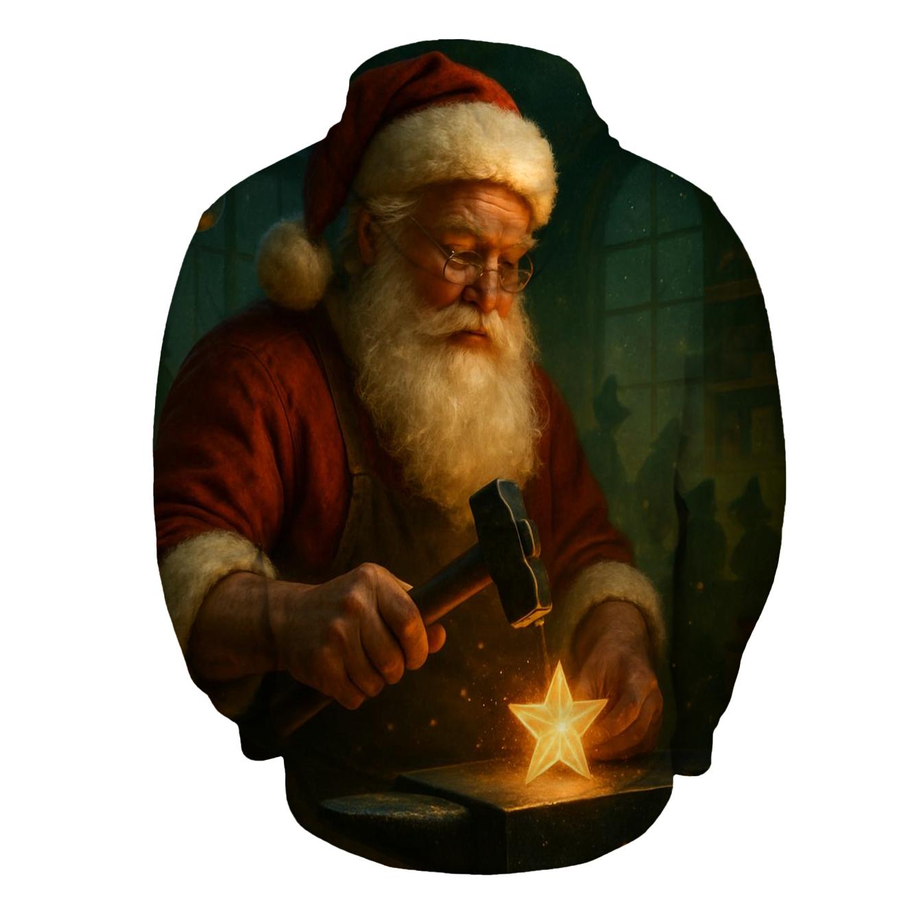 Celestial Workshop Santa And The Starlight Anvil graphic hoodies