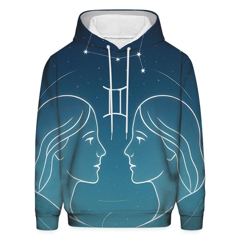 Gemini Mercury Mirror Constellation Portrait graphic hoodies