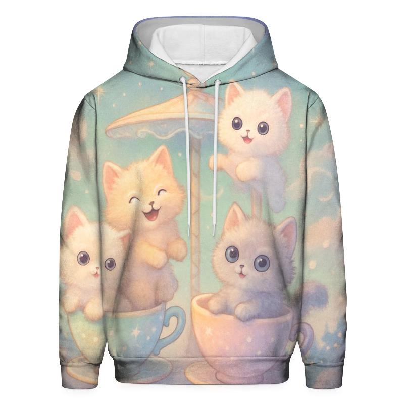 Moonlit Teacup Kitten Carousel pullover hoodies