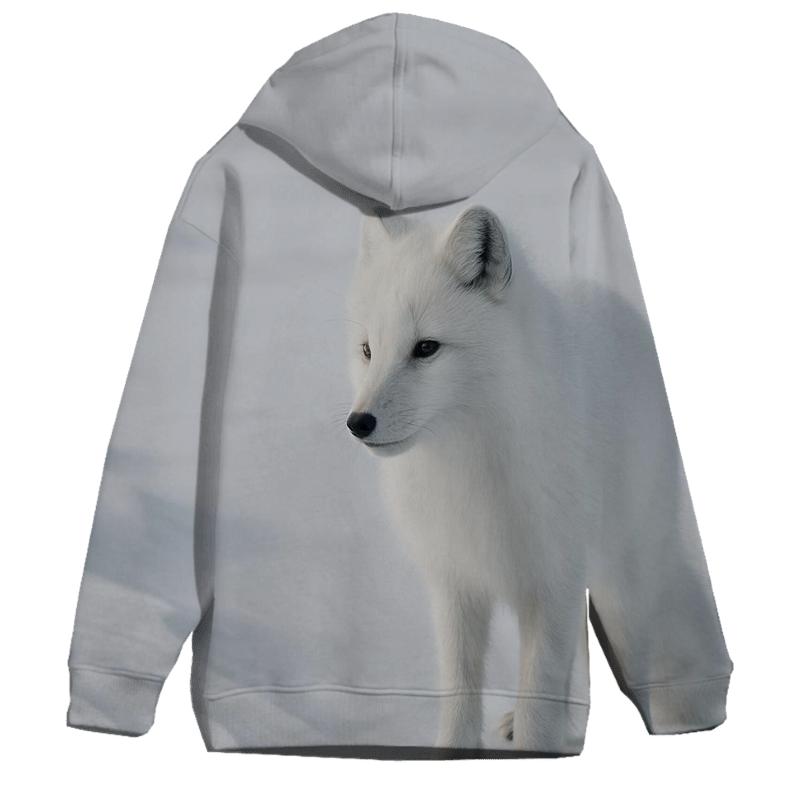 Tundra Stillness Arctic Fox Listening graphic hoodies