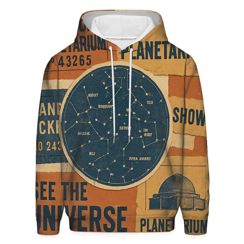 Retro Planetarium Ticket Stub Collage embroidered hoodies