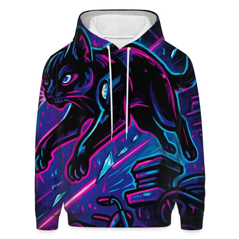 Neon Circuit Alley Parkour Cat hoodie styles