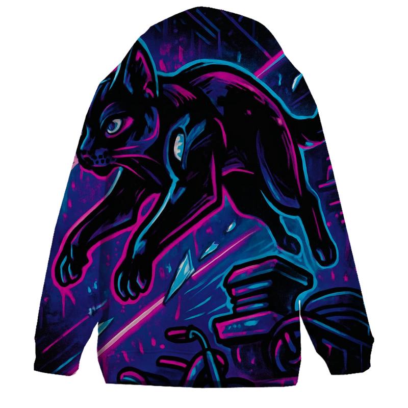 Neon Circuit Alley Parkour Cat hoodie styles