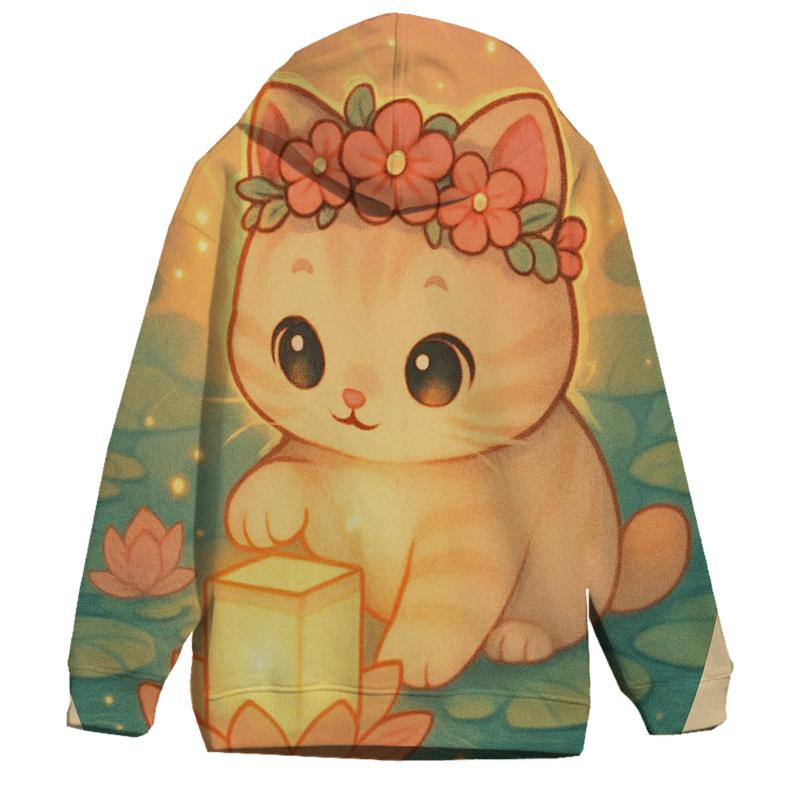 Sunrise Lantern Paws In The Lotus Pond hoodie trends