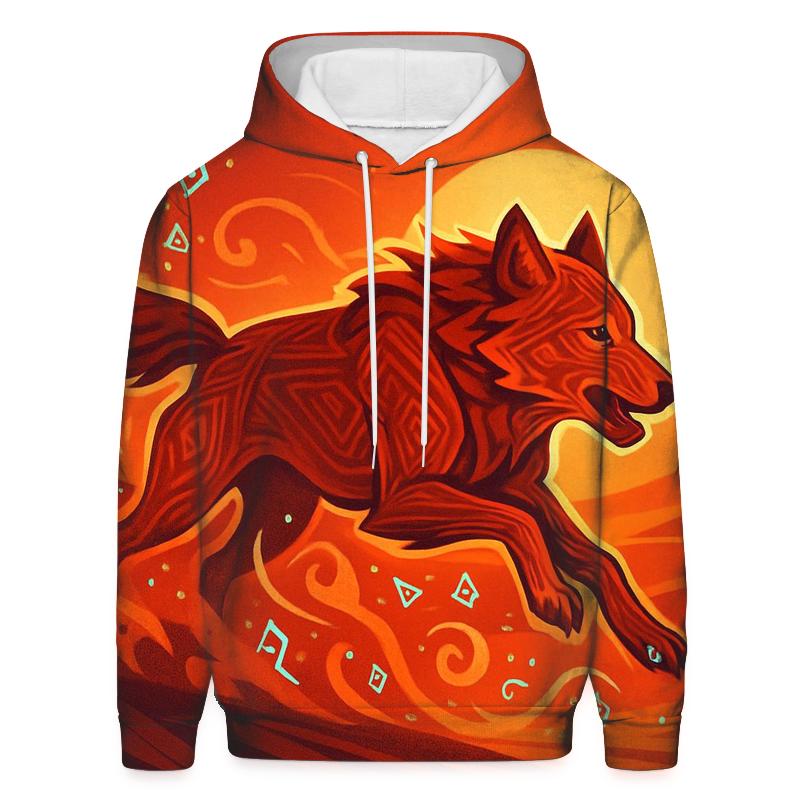 Sunset Dune Runic Wolf heavyweight hoodies