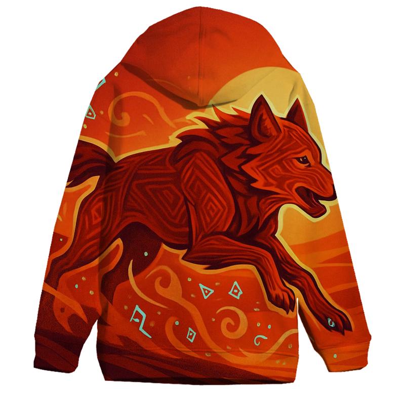 Sunset Dune Runic Wolf heavyweight hoodies