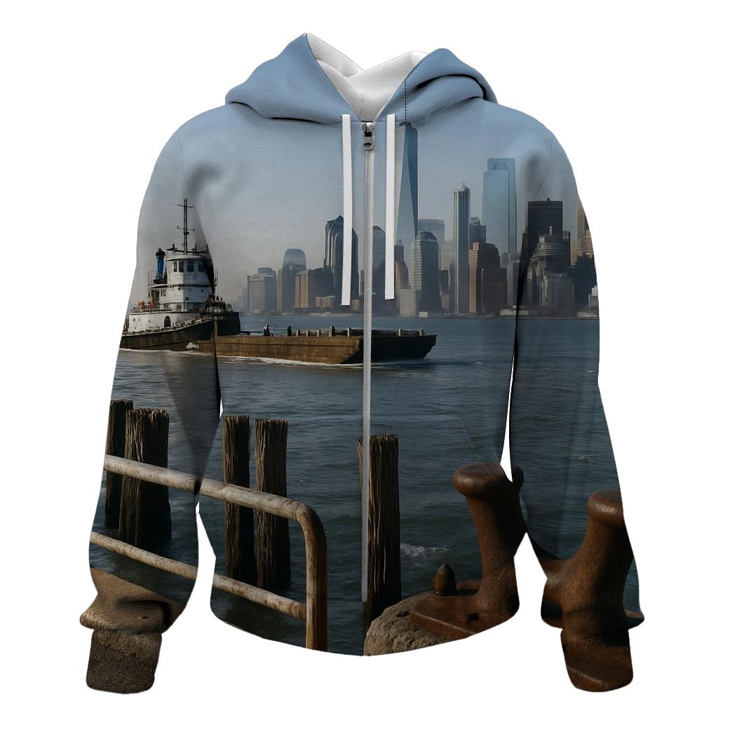 Red Hook Working Waterfront View To Lower Manhattan zip-up hoodies